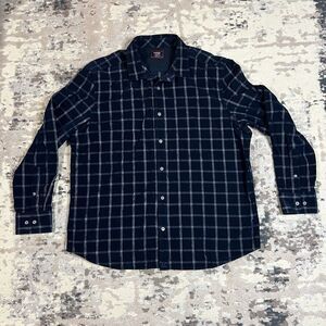 UNTUCKit Corduroy Shirt Mens XXL Blue Plaid Flannel Organic Cotton Button Up